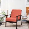 Modern Classic Orange Linen Chair with Espresso Wood Frame