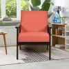 Modern Classic Orange Linen Chair with Espresso Wood Frame