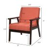 Modern Classic Orange Linen Chair with Espresso Wood Frame