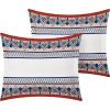 Queen, 4pcs Cotton Blue White Geometric Reversible Quilt Set