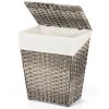 Foldable Handwoven Wicker Rattan Laundry Basket with Liner