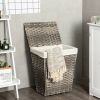 Foldable Handwoven Wicker Rattan Laundry Basket with Liner