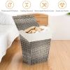 Foldable Handwoven Wicker Rattan Laundry Basket with Liner