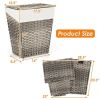 Foldable Handwoven Wicker Rattan Laundry Basket with Liner