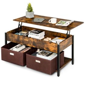 Lift-Top Multi Purpose Coffee Table/ 2 Storage Drawers Bins