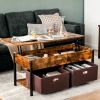 Lift-Top Multi Purpose Coffee Table/ 2 Storage Drawers Bins