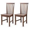 Set of 2 Solid Wood Mission Style Dining Chairs, Walnut Brown