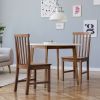 Set of 2 Solid Wood Mission Style Dining Chairs, Walnut Brown