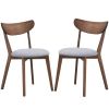 Set of 2 Mid-Century Modern Curved Back Wood Dining Chair