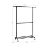 Modern Industrial Style Black Powder Coated Garment Rack with Bottom Hanging Rod