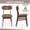 Mid-Century BrownWood Dining Chair with Padded Linen Seat