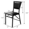 Set of 2 Metal Folding Dining Chairs with PU Leather Cushion