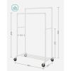 Heavy Duty White Pipe Double-Rod Garment Clothes Rack with Locking Wheels