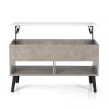 Lift-Top Coffee Table Sofa Laptop Desk in Grey Wood/ White Top