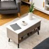 Lift-Top Coffee Table Sofa Laptop Desk in Grey Wood/ White Top