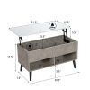 Lift-Top Coffee Table Sofa Laptop Desk in Grey Wood/ White Top