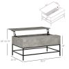 Modern Grey Lift Top Coffee Table w/ Hidden Storage