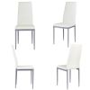 Set of 4 High Back White Leather Dining Chairs