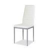 Set of 4 High Back White Leather Dining Chairs