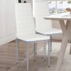 Set of 4 High Back White Leather Dining Chairs