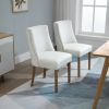 Set of 2 Biege Modern Nailhead Diamond Stitch Dining Chairs