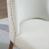 Set of 2 Biege Modern Nailhead Diamond Stitch Dining Chairs