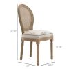 2 Vintage Armless Rattan Back Dining Chairs Beige White