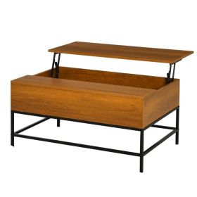 Traditional Brown Lift Top Coffee Table w/ Hidden Storage