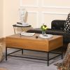 Traditional Brown Lift Top Coffee Table w/ Hidden Storage