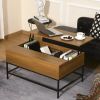 Traditional Brown Lift Top Coffee Table w/ Hidden Storage