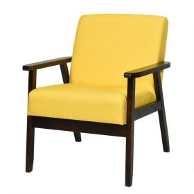 Modern Classic Linen Accent Chair, Espresso Wood Frame