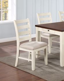 White Classic 2pcs Dining Chairs, Ladder Backs Side Chair