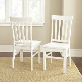 Side Chairs - Antique White, Vertical Slat Back, Scooped Seats