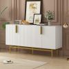 Modern 4-door Sideboard Gold Metal Handle Buffet Cabinet