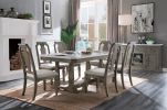 Zumala Dining Table; Marble; Weathered Oak Finish