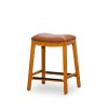 24" Counter Stool; Natural Finish; Saddle Leather Seat