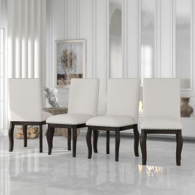 TREXM,4 Dining chairs, Fabirc Dining Chairs (Espresso)