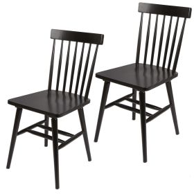 Gerald Classic Black Wood Dining Chairs, Set of 2