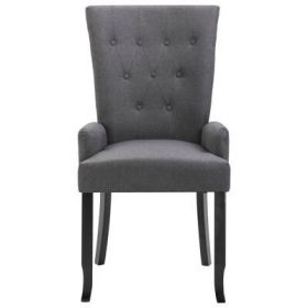 Dining Chair with Armrests Dark Gray Fabric