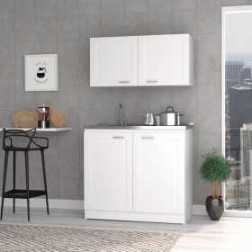 Cabinet Set Zeus, Two Parts Set, White Finish