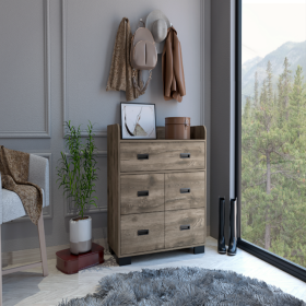 Dresser Wuuman, Four Drawers, Single Double Drawer, Dark Brown Finish