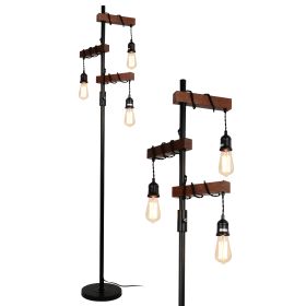 Farmhouse Floor Lamp;  68 Inch 3 Lights Wood Standing Lamp