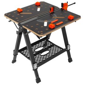 VEVOR Folding Work Table, 2-in-1 as Sawhorse & Workbench, 1000 lbs Capacity, 7 Adjustable Heights, Steel Legs