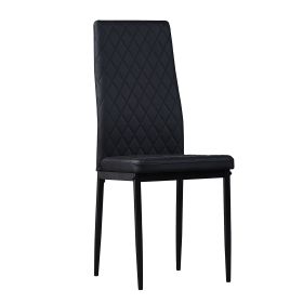 6pcs. Black minimalist dining chair, diamond grid pattern