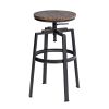 Set of 2 Swivel Adjustable Height Bar Stool - WALNUT & BLACK