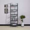 Black Modern Open Bookcase, 5 Tier Black Bookshelf