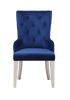 Varian Side Chair (1Pc); Blue Fabric & Antique Platinum