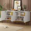 Modern 4-door Sideboard Gold Metal Handle Buffet Cabinet