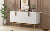 Modern 4-door Sideboard Gold Metal Handle Buffet Cabinet