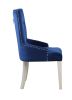 Varian Side Chair (1Pc); Blue Fabric & Antique Platinum